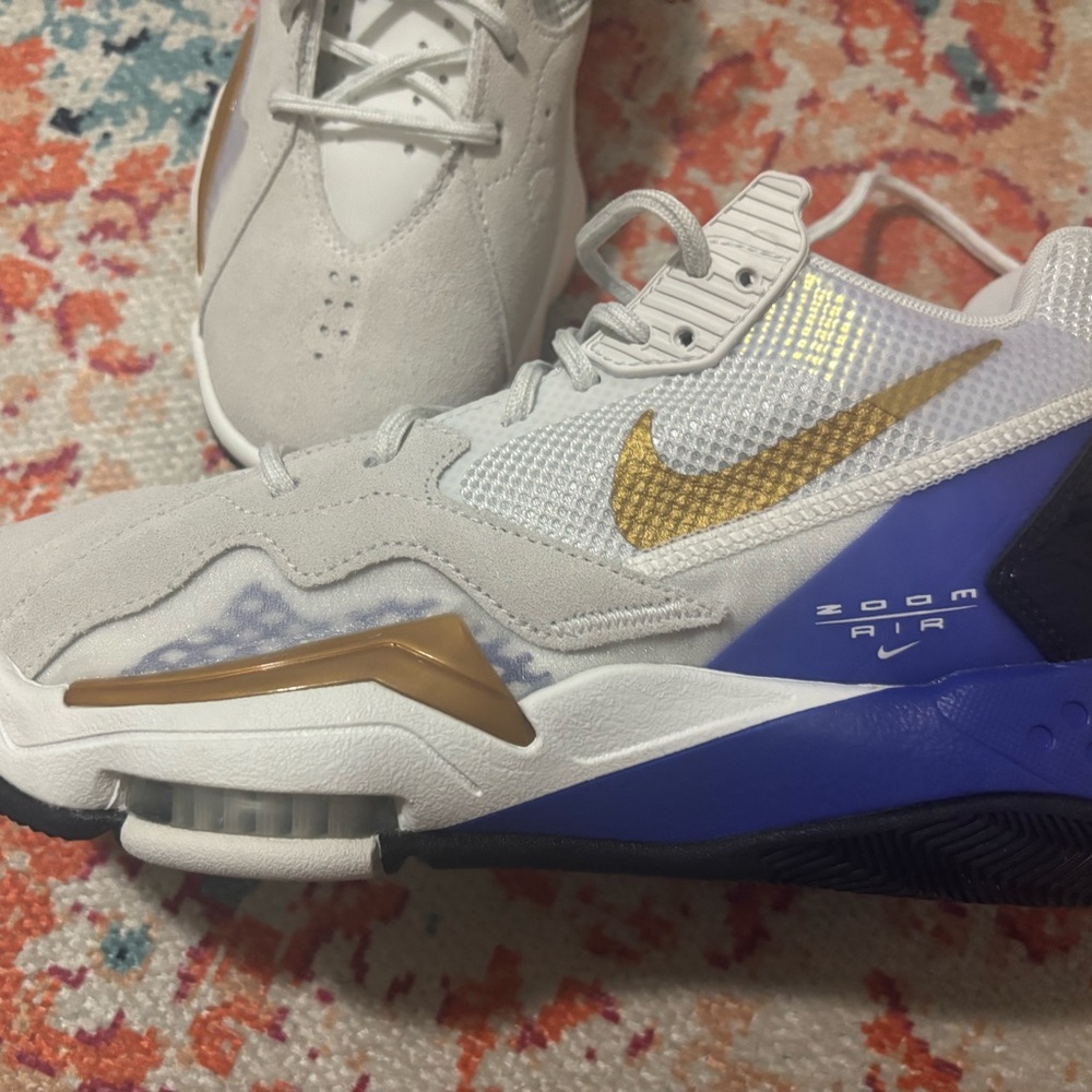 Nike Zoom Air Athletic Shoes - White, Gold, Blue